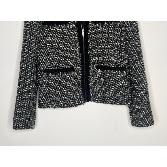 L.K. Bennett Long Sleeve Full Zip Tweed Jacket Black/White Women's Size US 8 - Picture 4 of 10